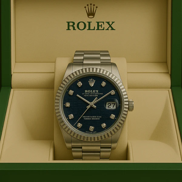 Rolex Semi-Auto Watch – Silver with Green Dial