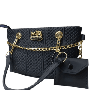 Black Quilted Handbag with Golden Chain 👜