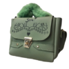 Stylish Green Handbag with Fur Handle 💚