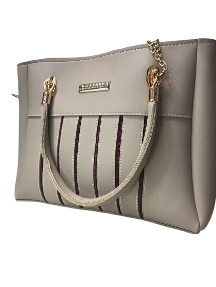 Burberry-style Grey Handbag with Front Zips 👜