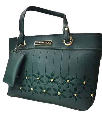 Tommy Hilfiger-style Green Handbag with Floral Design 💚
