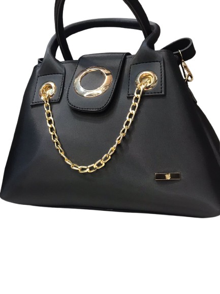 Elegant Black Handbag with Golden Ring 👜