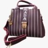 Stylish Striped Handbag with Detachable Sling
