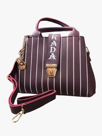 Stylish Striped Handbag with Detachable Sling