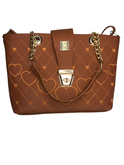 Brown Handbag With Heart Design 💖 - Khubsurat Aur Stylish Purse